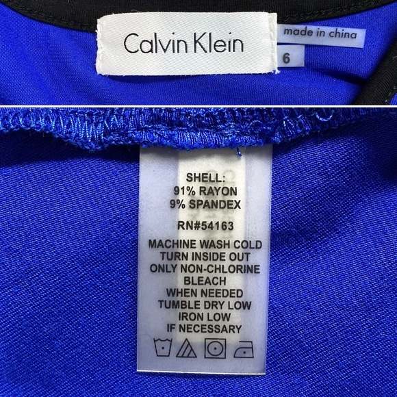 Calvin Klein Cobalt Blue Vegan Leather Trim Dress - Picture 6 of 6